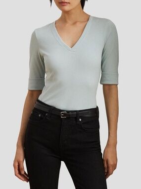 LAUREN RALPH LAUREN V NECK 3/4 SLEEVE TOP